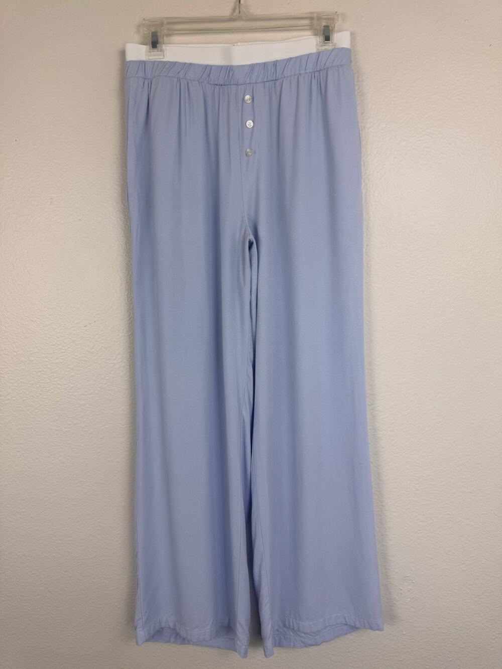Sincerely Jules Pull On Wide Leg Casual Pants Double Waistband Pockets Blue M